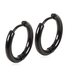 【定番 幅2.5mm 内径10mm 色：ブラック 1ペア】[Adelina Style] フープピアス 人気 つけっぱなし リングピアス レディース メンズ サージカルステンレス 金属アレルギー対応 18G 男女 両耳用 プレゼント