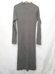 ◇ ⊇ natural couture ハイネック 長袖 ロング リブニット ワンピース チャコールグレー系 レディース E  【1506250001877】