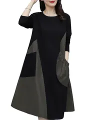 【在庫処分】長袖 半袖 ゆったり ロングワンピース レディース チュニック マキシ丈 トップス 大きいサイズ ワンピース 体型カバー 着痩せ 春 秋 [BdeSYT] 冬 お洒落 旅行 L-4XL