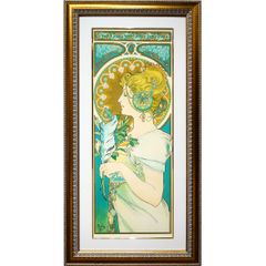 真作保証　アルフォンス・ミュシャ 四季 額装 リトグラフ 絵画 版画　美術品 真作保証 アルフォンス・ミュシャ 四季 額装 リトグラフ 絵画 版画