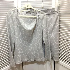 INDIVI インディヴィ レディース 上下セット 38 9号 グレー柄 ツーピース ブラウス スカート