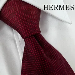 《美品》HERMES (エルメス) シルク ネクタイ ソリッド ボルドー H柄 高級