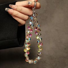 新品 ラグジュアリー クリスタルビーズ製 スマホストラップ 携帯キーホルダー キラキラ輝き ピカピカ表面加工 かわいいデザイン 女子向けアクセサリー リストレット kkk