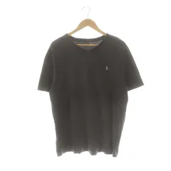ポロ ラルフローレン POLO RALPH LAUREN Vネックカットソー 半袖 ロゴ刺繍 L ダークブラウン /DO ■OS