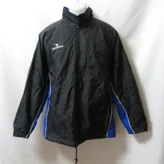 古着 メンズL DIADORA/ディアドラ 裏起毛 ウインドブレーカージャケット ジップ フード収納可 ブラック/ブルー T3156