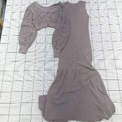 ■ ⊇ dazzlin ダズリン アンサンブル ノースリーブロングワンピ ニットカーディガン サイズF グレージュ系 レディース E  【1508260028134】