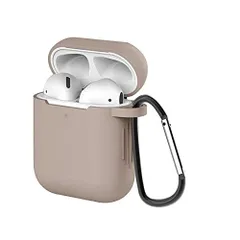【人気商品】防塵 カラビナ付き 耐衝撃 TPUケース かわいい 紛失防止 小型 軽量 カバー エアーポッズ SERFER Apple 全面保護ケース シリコンカバー (ブラウン) AirPods第2世代と第1世代に適用（前のLEDライトが見える） ケース Ai