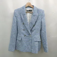 ◇ ⊇ ZARA ザラ チェック柄 長袖 ジャケット サイズXS ブルー系 レディース E  【1507160025083】
