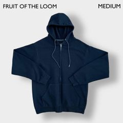 FRUIT OF THE LOOM ジップアップ パーカー 無地 黒 M 古着