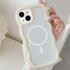 新品 UEEBAI 対応 iPhone 13/iPhone 14 用の ケース 透明 TPUカバー ウェーブデザイン スマホケース クリア 可愛い 人気 おしゃれ ケース MagSafe対応 軽量 薄型 耐衝撃 波型 バンパー スマホケース - イエロー