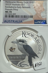 2022P SILVER ATRALIA KOOKABURRA EARLY RELEASES POSSUM PRIVY NGC MS 70 009