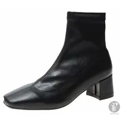 ショートブーツ シューズ レディース スクエア ブーツ PU スエード ヒール ミドルブーツ スクエアトゥブーツ 疲れない 歩きやすい 靴 おしゃれjinze38jinze38jinze38