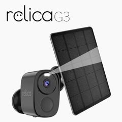 SREE RL120C ソーラーチャージ モバイルスマートカメラ relica G3 Wi-Fi対応 3.0MP 高解像度 通話 録画 防水 防塵 屋外 ソーラー 太陽光 防犯 カメラ ブラック リリカ スリー (M)