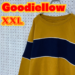 【ヴィンテージ】Goodiellow　グッディーロウ　スウェット　ボーダー　XXL　マスタード　US古着　MTSW2310-136