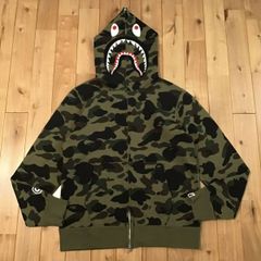 1st camo green シャーク パーカー Lサイズ shark full zip hoodie a bathing ape BAPE エイプ ベイプ アベイシングエイプ 迷彩