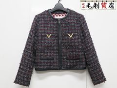 ヴァレンティノ Valentino Vロゴ プレート ロングスリーブ ツイード ジャケット サイズ38 1B3CE2U07AH 美品 トップス