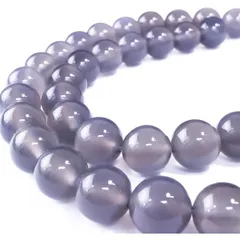 【天然石】グレーアゲート（灰めのう） ブレスレット用 ビーズ 一連 10mm【約38粒入り】パワーストーン 手芸 ハンドメイド NS-007