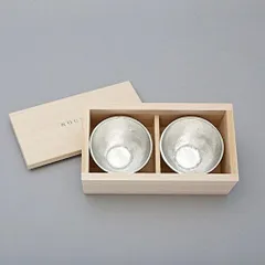 本錫製　絵変花草文　盃　ぐい呑　五客　在銘　時代箱　C　5368 本錫製 絵変花草文 盃 ぐい呑 五客 在銘 時代箱 C