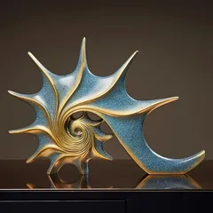 置物 オブジェ 北欧 スタイル 巻き貝 クラフトオーナメント 樹脂製 高級 モダン ホームデコレーション リビングルーム ワインキャビネット テレビ台 オフィス デスク用 彫刻 ミュージアム 豪華 開運 ブルー ゴールド