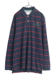 【お得なクーポン配布中!】 ブルックスブラザーズ ボーダー 鹿の子 長袖 ポロシャツ メンズ XXL Brooks Brothers 長袖シャツ 大きいサイズ ワンポイント 2トーン 紺 赤
