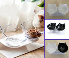 ☆餌入れ 餌台 猫耳のオシャレ 小動物 可愛いダブルボウル ペットフード 犬 猫用品のサムネイル