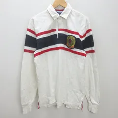 G■トミーヒルフィガー/TOMMYHILFIGER 長袖ポロシャツ/ラガーシャツ【M】白/men's/4【中古】■