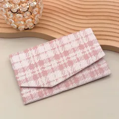 袱紗 ふくさ マグホック式 チェックジャガード織り ピンク系 ピンク 慶事用（お祝い 結婚式 記念日 パーティ 二次会 ご祝儀） 和雑貨_SOU 6408-0-39