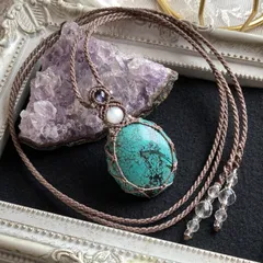 チベタンターコイズ・チベット産ターコイズ　 マクラメ編みネックレス B