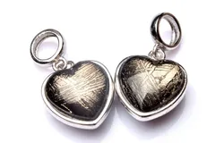 シルバー925 ギベオン(メテオライト隕石) 10x10mm ハート ブラック ペンダントトップ 1個売り パワーストーン 天然石 _PRG1901