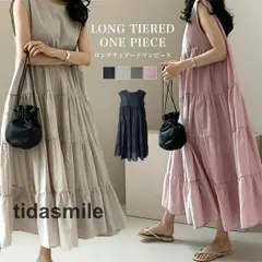 ワンピース レディース ノースリーブ ロング ティアードワンピース マキシ丈 フレンチスリーブ Aライン フレア ゆったり 体型カバー 薄手 無地 夏