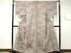 平和屋着物■上質な紬　杜若　草花文　正絹　逸品　未使用　CAAO5194ev