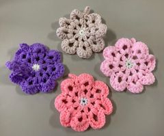 桜色🌸手作りアクリルたわし　4点セット　happy00149