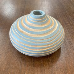 『Vase Tsunami』青・大　木製　マンゴーウッド　一輪挿し花瓶　フラワーベース　アジアンリゾート　雑貨