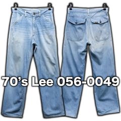 70s Vintage Lee 056-0049 ライトオンスデニム ワークパンツ 約76cm 4ポケット 42TALON インディゴ バギー ルーズストレート
