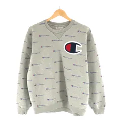 Supreme×Champion 2013AW Script Crewneck シュプリーム×チャンピオン スクリプトクルーネックスウェット トレーナー 総柄ロゴ グレー サイズL【221126】【-A】【me04】