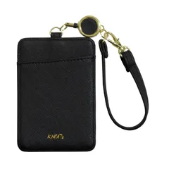パスケース パスケース 2枚収納薄い レディース IDカードケース メンズ リール IDカードホルダー ICカード ストラップ付 定期入れ (ブラック) 上部取付タイプ (ブラック) リール付き