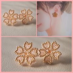 桜のビーズピアス