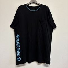 CHROME HEARTS クロムハーツ Neck Logo ネックロゴ 黒 ブラック 水色 青 ブルー 半袖 Tシャツ トップス メンズ レディース XLサイズ 極美品