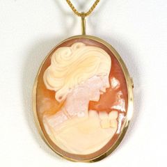 14K　YG　ネックレス　necklace　ブローチ　brooch　シェルカメオ　総重量約6.1g　約40cm