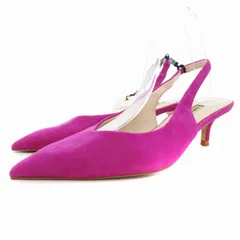 ザラ ベーシック ZARA BASIC タグ付き ポインテッドトゥパンプス ヒール スエード レザー 皮革 39 25.0cm ピンク /FT