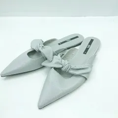 ◇ Θ ZARA ザラ リボン装飾 フラットシューズ サイズ40 グレー レディース E  【1412260008020】
