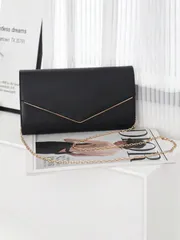 バッグ レディース クラッチバッグ 字型メタルデコレーション取り外し可能なチェーンクロスボディ&ハンドバッグ