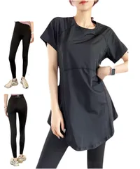 [motayu18] 安心の 体型カバー ヨガウェア セット レディース 半袖 スポーツウェア ヨガ フィットネスウェア 速乾 伸縮性 薄手 ピラティス トレーニングウェア ジム 服装 女性 (ブラック, M) [ブラック] [M]