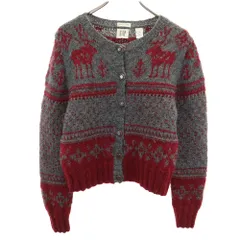 GAP ギャップ ノルディック柄 長袖 ニットカーディガン M グレー レディース 古着