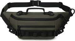 Azul Mar 防水 ウエストポーチ メンズ 1000Dナイロン 斜めがけ ボディバッグ 軽量 小さめ 大容量 3WAY 釣り アウトドア 旅行用 ウエストバッグ 多機能(オリーブグリーン)