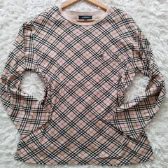 美品【BURBERRY London】バーバリーロンドン ロンＴ ノバチェック ホースロゴ 日本製