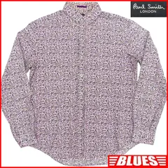 Paul Smith ポールスミス シャツ M メンズ 長袖 パープル 総柄 花柄 日本製 コットン ボタンシャツサイズM一覧←SEULB屋着古← HS294