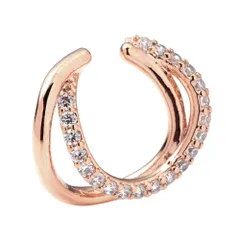 【ピンクゴールド × ワンサイズ】[Cream dot. クリームドット公式] イヤーカフ レディースイヤーカフ 金属アレルギー ニッケルフリー イヤカフ 片耳用 メタル レイヤード風 ビジュー 大人 上品 シンプル