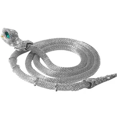 【在庫処分】[Flongo] 蛇 ロングネックレス チェーン ブレスレット レディース : スネーク バングル 銅製 柔軟 曲げ可能 多機能 アクセサリー-緑宝石 ジルコン 象眼 細工 多層 シルバー