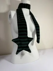 古着　リメイク　星　ネクタイ　ボーダー柄　黒　緑　y2k